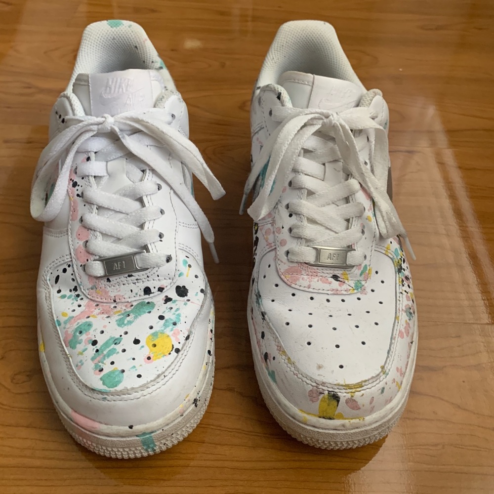 NIKE-air force 1's-custom splatter paint-sz 8.5